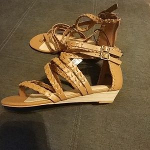 Torrid 45 Cognac Wip Stitch Strappy Sandal